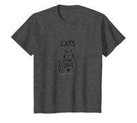 Cats Pure Love Adorable Minimalist Cat Print Pet Lover Gift T-Shirt, Kids, Dark Heather Grey, 12 Years