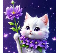 Cat'S Purple Flower 90 Piece Jigsaw Puzzles for Adults 30x30cm, adult jigsaw puzzles 90 Pieces, Challenging&Brainteasing Puzzle Family Games, Beautiful Decoration puzzle