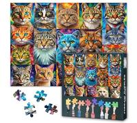 Cats Puzzles for Adults 1000 Pieces Collection of Cool Cat Wallpaper Jigsaw Puzzles for Adults Impossible Difficult Challenging Colorful Cats with Big Eyes Puzzle as Wall Decoration 27.5"X19.7"