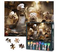 Cats Puzzles for Adults 1000 Pieces, Several Cats Chefs Hats are Cooking Kitchen Jigsaw Puzzles, Adult Puzzle for Adults, Educational Fun Games or Toys for Elders Friends 20X27 INCH