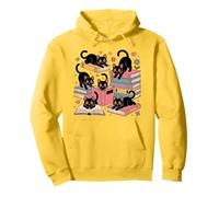 Cats Reading Books Cute Kitten Cat Lover Bookworm Pullover Hoodie