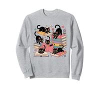 Cats Reading Books Cute Kitten Cat Lover Bookworm Sweatshirt