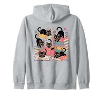 Cats Reading Books Cute Kitten Cat Lover Bookworm Zip Hoodie