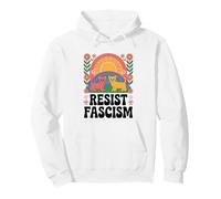 Cats Resist Fascism Retro Groovy Rainbow No Kings Hippie Pullover Hoodie