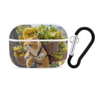 Cats Ride Bikes to Deliver Bananas AirPod Pro Case, Anti Scratch Hard PC Cover with Keychain, AirPod Pro 2nd/1st Case Accessories for Women Men, White-Style