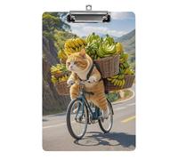 Cats Ride Bikes to Deliver Bananas Clipboard with Hanging Hole, 8.5" X 12.5" Standard A4 Acrylic Clipboard Ultra Lightweight & Shatterproof Paper Holder for Office, Home