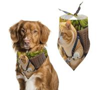 Cats Ride Bikes to Deliver Bananas Dog Bandanas for Feeding Grooming, Triangle Pet Bibs Washable Pets Scarf for Cats & Dogs