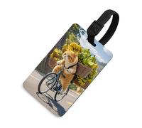 Cats Ride Bikes to Deliver Bananas Luggage Tags with ID Card, Durable Travel Bag Tags, Waterproof Name Tag for Suitcases, Backpacks & Travel Cases Black-Style