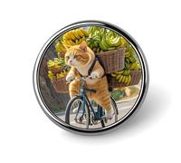 Cats Ride Bikes to Deliver Bananas Round Badge for Men Women, Durable & Stylish Lapel Pins, Lightweight Metal Badges for Shirts, Jackets, Hats
