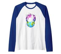 Cats Rock My World - Feline Globe-Trotting Adventure Raglan Baseball Tee, Men, Royal Blue/White, XL