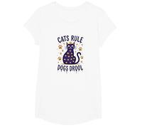 Cats Rule Dogs Drool: Royal Feline Humor for Pet Lovers T-Shirt, Girls, White, XS