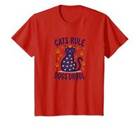 Cats Rule Dogs Drool: Royal Feline Humor for Pet Lovers T-Shirt, Kids, Red, 12 Years