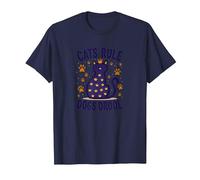 Cats Rule Dogs Drool: Royal Feline Humor for Pet Lovers T-Shirt, Men, Navy, XXL