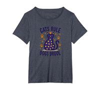 Cats Rule Dogs Drool: Royal Feline Humor for Pet Lovers T-Shirt, Women's Plus, Heather Blue, 1X
