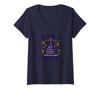 Cats Rule Dogs Drool: Royal Feline Humor for Pet Lovers V-Neck T-Shirt, Women, Navy, XXL