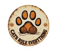 Cats Rule Everything Metal Tin Sign Plaque