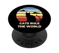 Cats Rule The World, Cool Funny Cats Graphic Cool Designs PopSockets Adhesive PopGrip