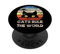Cats Rule The World, Cool Funny Cats Graphic Cool Designs PopSockets Adhesive PopGrip