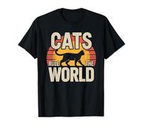 Cats Rule The World Funny Retro Cat Lover T-Shirt