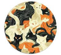 Cats Seamless Pattern 1000 Piece Jigsaw Puzzles Round Puzzles for Adults Creative Challenging & Educational Art 1000pcs (67.5x67.5cm)