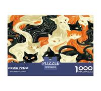 Cats Seamless Pattern 1000 Pieces Premium Jigsaw Age 14+ for Adults Quirky, Abstract Design, Home Decoration, Educational, Challenging 38x26cm/1000pcs