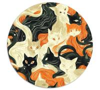 Cats Seamless Pattern Jigsaw 1000 Piece Round Puzzle Color Art Jigsaw Puzzles Family Game Stress Reliever Difficult Challenge for Adults And Kids 1000pcs (67.5x67.5cm)