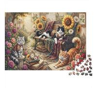 Cat's Secret Study 1000 Piece Jigsaw Puzzle,Home Wall Decor,Educational Toy,Great Gifts,Premium Cardboard,Adults & Kids 14+,Impossible Challenge,Stress Relief 70x50cm