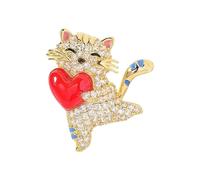 Cats Shaped Brooch Featuring Heart Detail Sturdy Alloy Craftsmanship Stylish Wearable Jewelry Pieces Cats Pin Jewelry