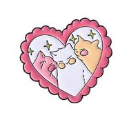 Cats Shaped Heart Brooch Coated Metal Rustproof Finish Everyday Wear Accessory Gift Trendy Cats Brooch Girls