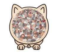 Cats Shaped Wooden Puzzle, Colorful Shaped Puzzle Ornaments And Decorations, Unique Animal Shape Wooden Puzzle, for Cats Lovers, Home Decor (Multicolor)