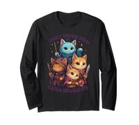 Cats Side Quest Distracted Tabletop Funny Sarcastic Humor Long Sleeve T-Shirt