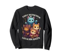Cats Side Quest Distracted Tabletop Funny Sarcastic Humor Sweatshirt