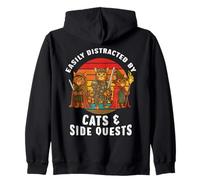 Cats Side Quest Easily Distracted Funny RPG Video Game Gamer Zip Hoodie