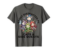 Cats Side Quest Geeky Stuff Funny Cat RPG Gamer Merch Men T-Shirt
