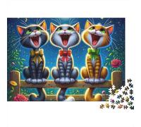 Cats Singing Moonlight Jigsaw Puzzle Adults Jigsaws Animal Collector Relaxation Office Break Gift 1000 Pieces 70x50cm/1000pcs