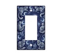 Cats Single Rocker Light Switch Cover, Cosmic Fanciful Galaxies Crystals None Navy Plastic Standard Size Accents Wall Switch Plates for Home Living Room New Apartment Decor