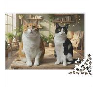 Cats Sitting Home 1000-Piece Two Chubby Cats Thick Cardboard Jigsaw Puzzle 12+ Stress Relief Travel Family Lovers Indoor Leisure Relaxation 70x50cm/1000pcs