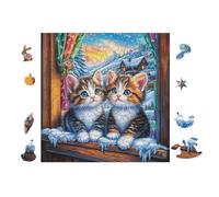 Cats Sitting Together 100 Piece Pack DIY Jigsaw Puzzle Collectors Cognitive Development Educational Decorative Puzzle Gifts for Adults Premium Cardboard 28x28cm
