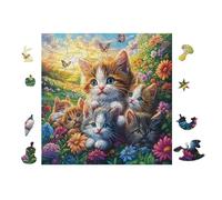 Cats Sitting Together 100 Pieces Jigsaw Puzzles For Men Educational Decompression Adults Anxiety Memory Care Mothers Valentines Gift Durable Cardboard 28x28cm