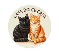 Cats Sitting Together Peacefully Happy Round Tin Sign Vintage Metal Poster, Home Bar Garage Man Cave Cafe Indoor & Outdoor Wall Decoration 8x8Inches
