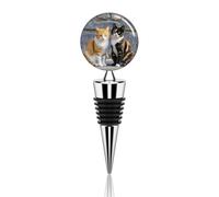 Cats Sitting Together Wine Stopper Leakproof Wine Bottle Stopper with Silicone Reusable Wine Saver Keep Fresh Zinc Alloy Decorative Bottle Sealer for Bar Holiday Party Suitable