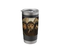 Cats Smoking Cigarette Staring Through a Door Peephole Stainless Steel Insulated Tumbler