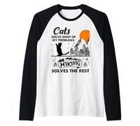 Cats Solve Most Of My Problems Hiking Solves The Rest Raglan Baseball Tee
