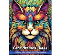 Cats Stained Glass: Christmas Coloring Books with Cats Stained Glass for Stress Relief and Relaxation (Coloring Pages for Kids & Adults)