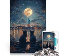 Cats Statue of Libertyteenagers 1000 Pieces Puzzle Brain intelligence challenge addictive toys A Work of Art 38x26cm