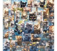 Cats Stickers 50pcs Anime Stickers Kids Journal,Lovely Happy Animal Vinyl Waterproof Decals for Water Bottle Luggage Pad Guitar Scrapbooking Phone