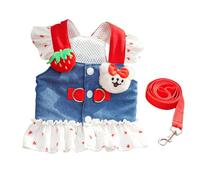 Cats Strawberry Elegant Ruffle Dress Princess Heart Elegant Puppy Beach Dress Puppy Small Dogs Holiday Party Pet Fashion Skirt