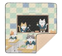 Cats Study School Cartoon Cute Large Stylish Baby Playmat for Floor Lightweight Foldable Infant Play Mat for Baby Toddler Infant, 50'' x 50''alfombras para jugar