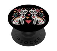 Cats Sugar Skull Halloween Day Cat Lovers / Cinco De Mayo PopSockets Adhesive PopGrip