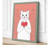 Cat's Tender Heart Modern Canvas Wall Art Print 24x16 Inch (61 x 41 cm)